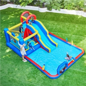 10-In-1 Inflatable Water Slide w/ Bouncer & 650W Blower for Kids Aged 3 To 10 - Picture 1 of 9