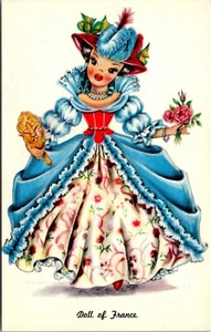 Vtg Dolls of Many Lands Doll of France 1950s Unused Postcard - Picture 1 of 2