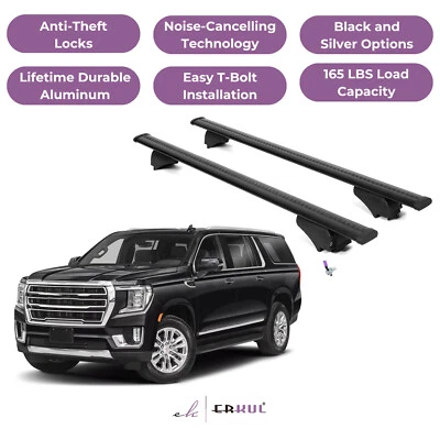 ERKUL Roof Rack Cross Bars for GMC Yukon, Yukon XL 2021-2025 - Black - Image 1 of 4