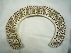 Vtg 1940 1950 40s 50s Collar Peter Pan Embroidered Leaf Satin Gold Red Ivory S