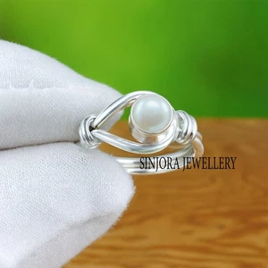 Pearl Gemstone 925 sterling silver handmade Gift Ring US size 5 to 13 - Picture 1 of 4