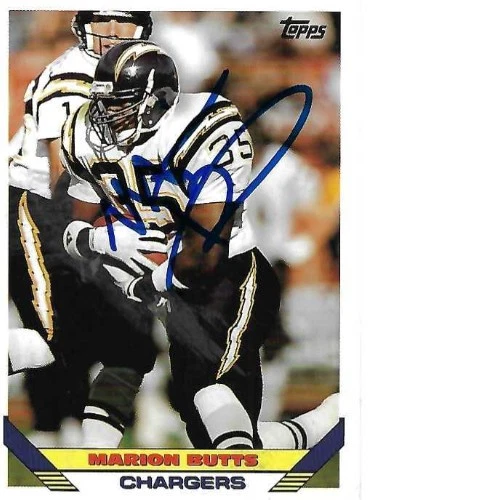 MARION BUTTS SIGNED 1993 TOPPS #196 - SAN DIEGO CHARGERS - Image 1 of 1