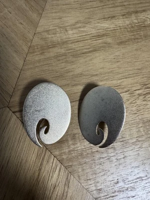 Stephen Dweck Sterling Silver Modernist Swirl Omega Back Post Earrings 925 - Image 1 of 4