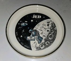 Vtg. 1970 Astronaut Moon Atomic Ceramic Dish Tray Round Leonard Jed Baltimore  - Picture 1 of 6