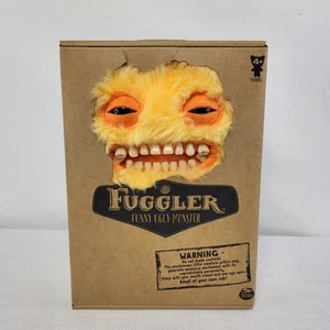 Very Rare BNIB Fuggler Funny Ugly Monster Mr Buttons 9" Furry Yellow DAMAGED BOX - Picture 1 of 13