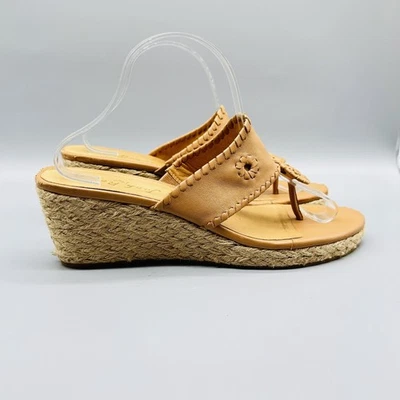 Jack Rogers Zapatos Mujer 11 Cuero Tostado Sandalias Cuña Alpargata Comodidad Foto 1 de 4