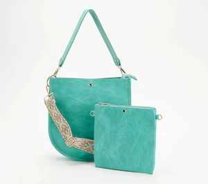 AHDORNED Double-Entry U-Shaped Messenger w/ 2 Straps & Pouch Aqua - Picture 1 of 8