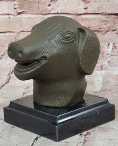 Signed Fengshui Bronze Zodiac pig head animal auspicious lucky Beast Boar - Picture 1 of 10
