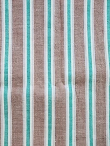 Vtg 30s 40s Striped Brown Green Ivory Gray Cotton Fabric 31"w X 107" 2.9 Yards - Picture 1 of 24