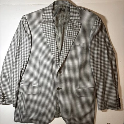Chaqueta Blazer CANALI Lana (US 42) Italia 52 Gris Blanco Pata de Gallo Cuadros 2 Botones Foto 1 de 4