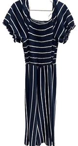 Girls Speechless Size L Large Ankle Pant Romper Blue White Stripped - Picture 1 of 6