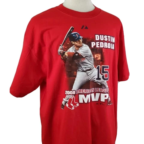 Dustin Pedroia Boston Red Sox 2008 American League MVP T-Shirt XL Majestic MLB Cover