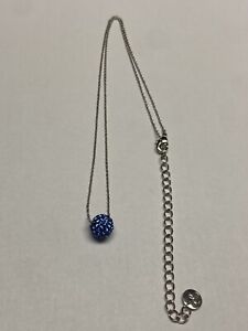Stunning Touchstone Crystal By Swarovski Sapphire Ball Pendant Necklace 