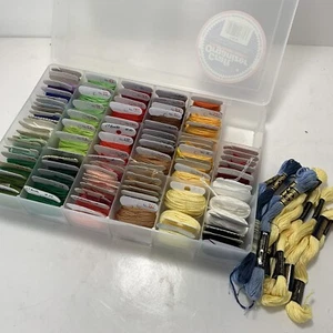 DMC J&P Coates Embroidery Floss Lot Organized by Number on Card in Container - Picture 1 of 9
