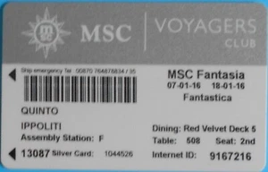 Scheda MSC Fantasia 07/01/2016 - MSC Voyagers club - MSC Crociere - Picture 1 of 2