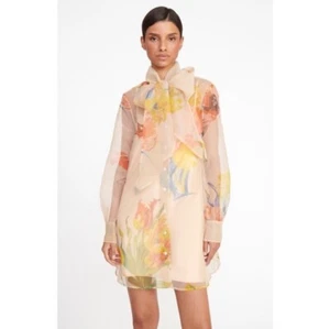 Staud Maryn Floral Organza Mini Shirtkleid Größe L Neu mit Etikett - Bild 1 von 7