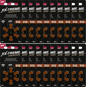 120 x XX-TREME 312 PR41 ZL3 Hearing Aid Batteries Button Cells Brown + EXP 2028 - Picture 1 of 3
