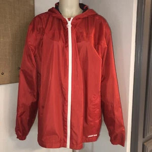 Land End Waterproof Hooded Full Zip Red Nylon Windbreaker Sz Medium Outdoors - Picture 1 of 3