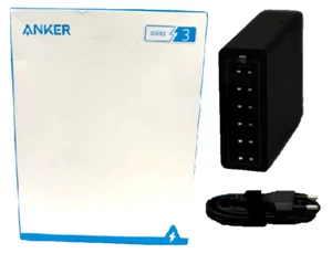 Anker PowerPort 6 Port USB Ladegerät 60W Ladeadapter A2123 PowerIQ Netzteil NEU - Zdjęcie 1 z 2