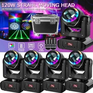4x 120W LED Strahl 18 Prisma 10 Gobo Moving Head Bühnenlicht DMX DJ Show Pinspot - Bild 1 von 18