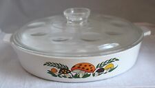 Corning Ware Round Merry Mushroom Baking Dish 10" with Glass Dimpled Lid