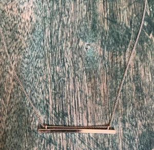 Minimalist Necklace 16-18” Gold Tone Chain and Thin Bar - Picture 1 of 4