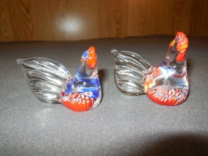 AX8 Miniature Murano MILLEFIORE Glass Bird Paperweight Orange & White Lot - Picture 1 of 5