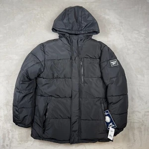 Reebok Boy's Youth XL Winter Puffer Jacket Black NWT Full Zip Fleece Lined $105  - Picture 1 of 9