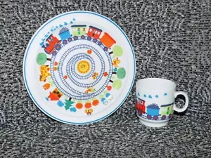 GRAZIELA Kinder Geschirr Eisenbahn 70er vintage Teller Tasse Thomas brigitte Zug - Bild 1 von 14