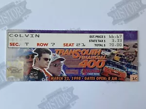 1998 NASCAR Transouth 500 Darlington Ticket 3/22/98 - Dale Jarrett Winner - Picture 1 of 2