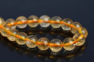 5-6MM Genuine Natural Citrine Grade AAA Round Gemstone Loose Beads 7.5" - Picture 1 of 3