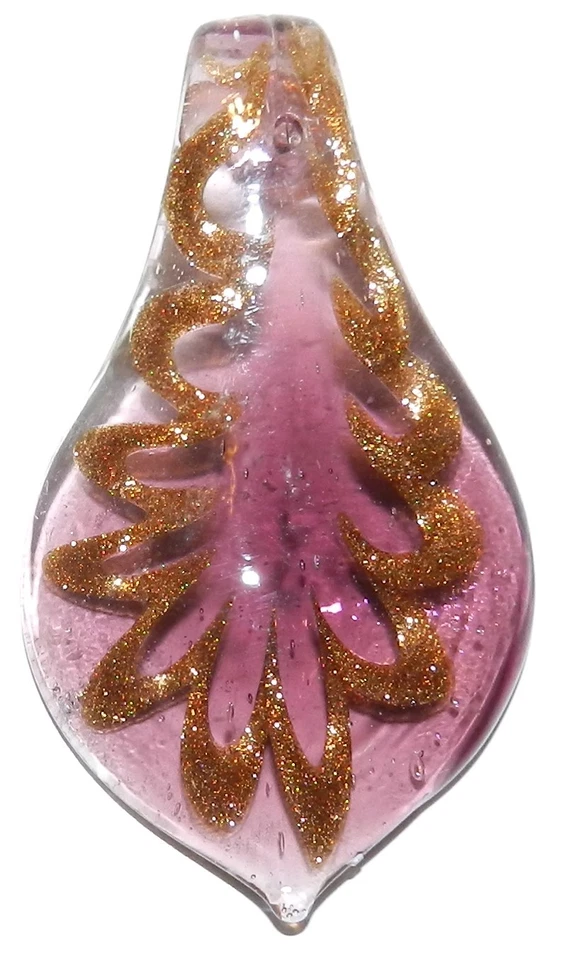 Colgante de vidrio murano cuchara puntiaguda P1451 púrpura con remolinos brillantes dorados 65 mm Foto 1 de 1