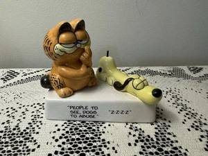 Vintage 1983 Enesci Garfield & Odie Ceramic “People To See, Dogs To Abuse” - Picture 1 of 7