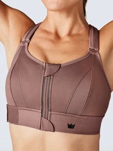 SHEFIT Sports Bra High Impact Ultimate, Size 5LUXE, Dusky Rose Front Zip #110002 - Picture 1 of 3