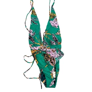 NEW Maaji One Piece Reversible Swimsuit Adjustable Tie At Waist Green Large - Picture 1 of 12