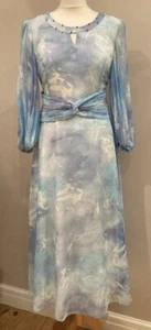 Vestido Lizabella Talla 10 Azul Blanco Turquesa Madre de la Novia Conjunto de Boda - Imagen 1 de 6