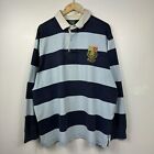 Polo Ralph Lauren Rugby Shirt Colourblock Striped Navy Blue Crest Mens 2Xb Xxl