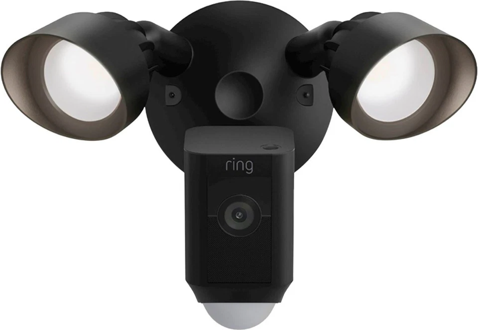 Ring - Floodlight Cam Plus Surveillance Camera Outdoor Wired 1080p - Black