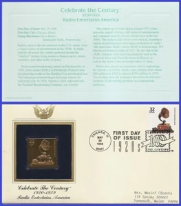USA2 #3184i ADDR GOLDEN REPLICA FDC   1920 Radio Entertains America - Picture 1 of 1