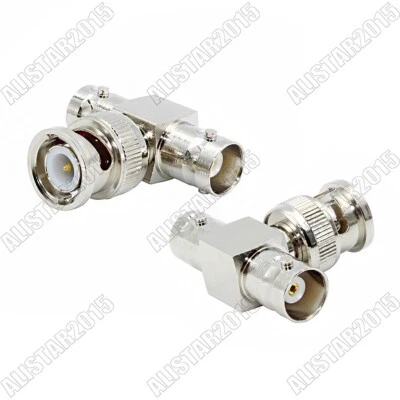 1x BNC Male Plug to 2x BNC Female Jack Adapter Connector 3 Way T Type Splitter - Image 1 of 4