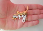 Vtg Signed Danecraft Gold Tone Enamel Trouble Cat Play w Toilet Paper Pin Brooch