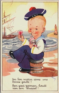 Marine Boy Children Vintage Postcard B195 - Picture 1 of 2