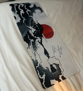 Japanese Red And Black Wave Gaming Mouse Large Pad - Picture 1 of 4