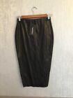 Prettylittlething Ladies Black Faux Leather Midi Skirt Size 8 New With Tags 