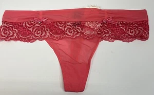NWT 2013  Ivory Satin & Lace Thong Jeweled Sexy Rose Panty Size 7/L by Ambrielle - Picture 1 of 11