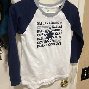Dallas Cowboys NFL Youth Girls White Long Sleeve Tee Shirt, XL 14/16 NWT T61 - Picture 1 of 2