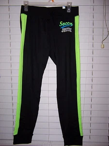Justice Active Soft SOCCER Leggings Girl's Size 20 NWT Black/Green - Picture 1 of 6