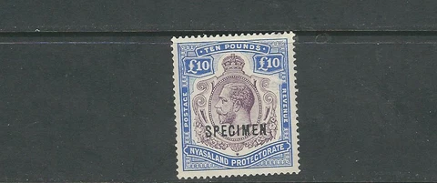 NYASALAND 1910-18 KGV KEYPLATE (Gibbons 99s 10 pounds SPECIMEN) VF MLH *RARE* ZX Cover