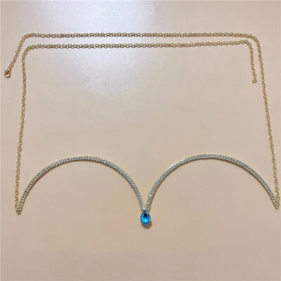 Red Crystal Chest Bra Chain Women Sexy Body Decoration Lingerie Nipple Jewelry - Image 1 of 4