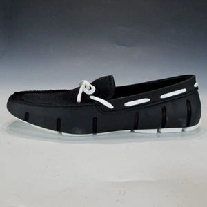 SWIMS Men's Lace Loafer Boat Shoes (Black / White, EU 45) - Picture 1 of 13